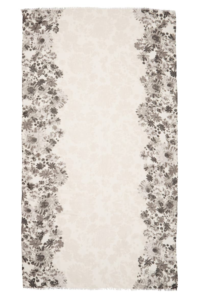 'Radiant Floral' Fringe Scarf, Alternate, color, BLACK COMBO