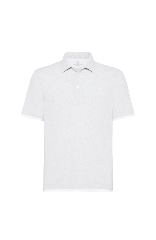 Brunello Cucinelli Lightweight Knit Polo In Pearl Grey