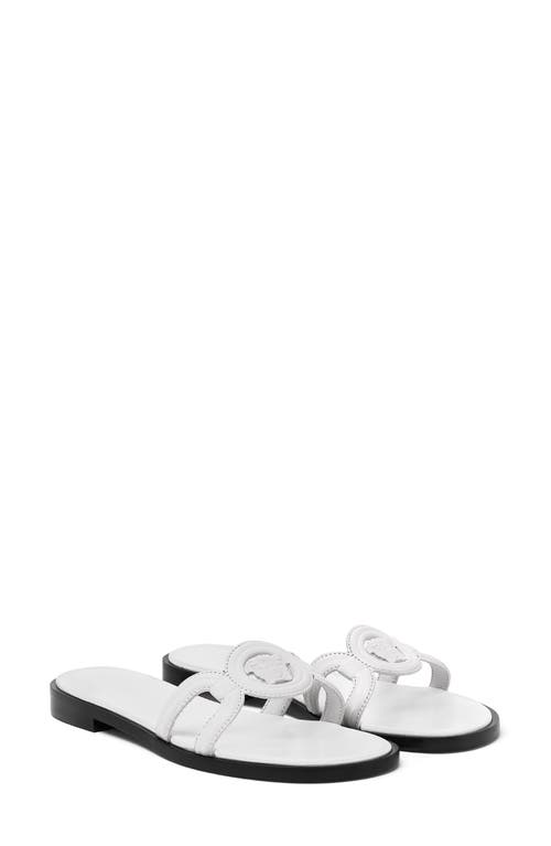 Versace Medusa Leather Flat Slide Sandals In Porcelain White