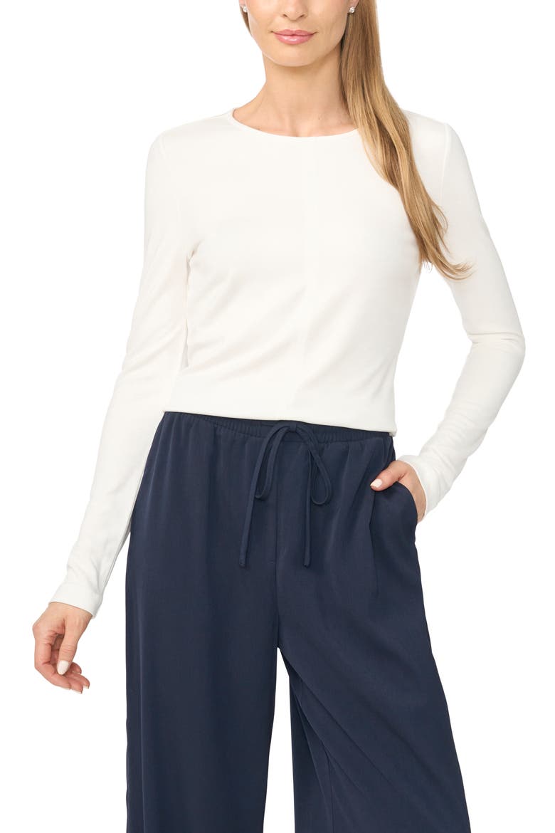 Long Sleeve Ponte Top, Main, color, NEW IVORY