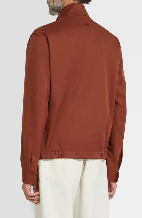 Zegna Blouson Motorin 100cc En Microfibre In Rust