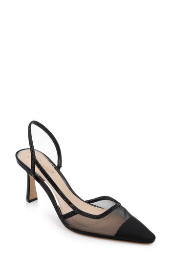 Jewel Badgley Mischka Tammy Slingback Half D'orsay Cap Toe Pump In Black Mesh