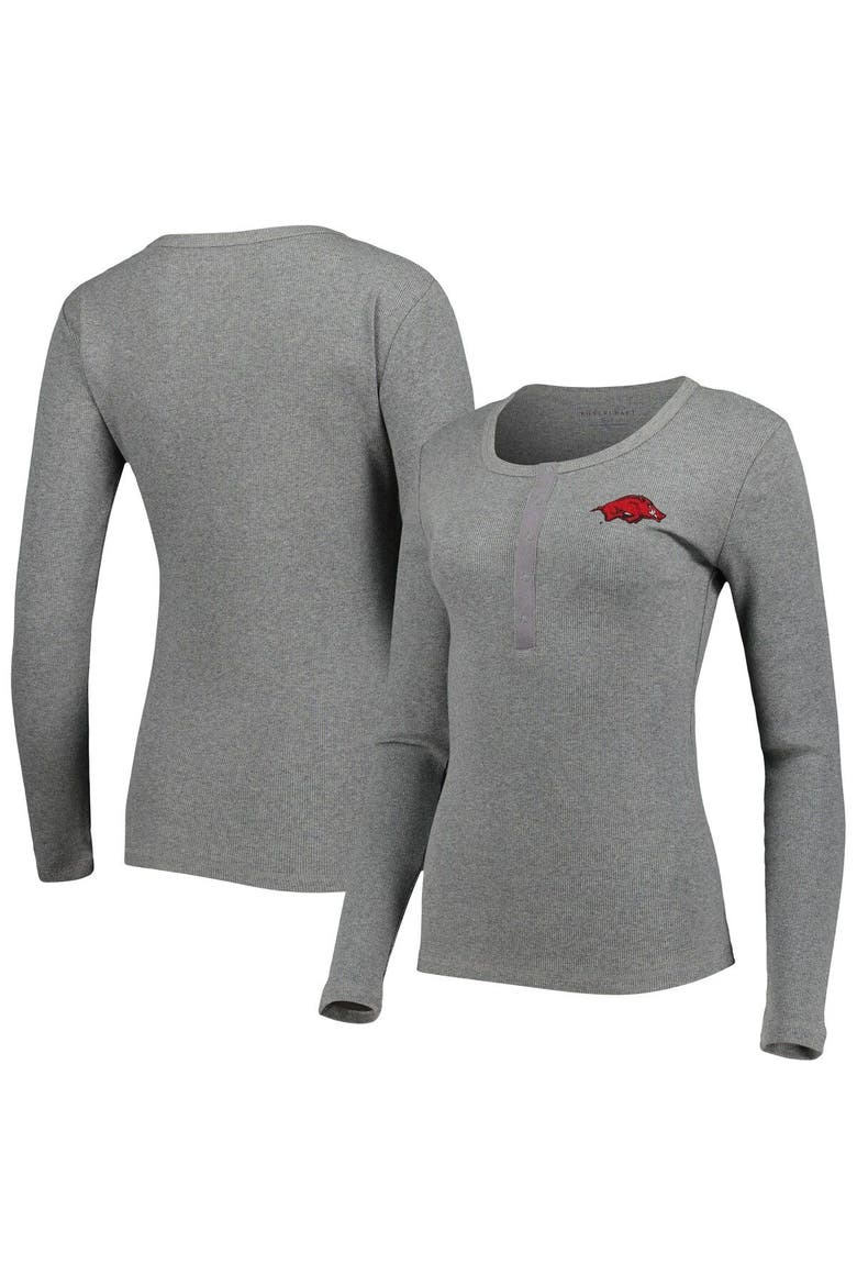Women's Gray Arkansas Razorbacks Harper Henley Long Sleeve T-Shirt, Alternate, color, Gray