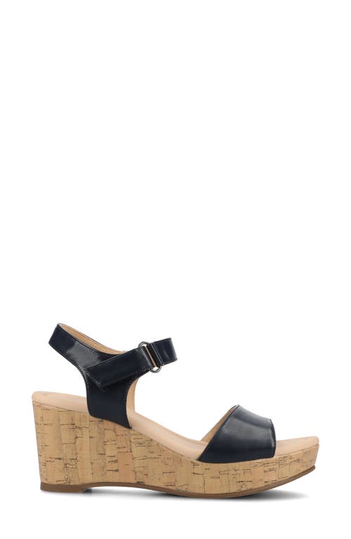 Journee Collection Ranae Platform Wedge Cork Sandal In Navy