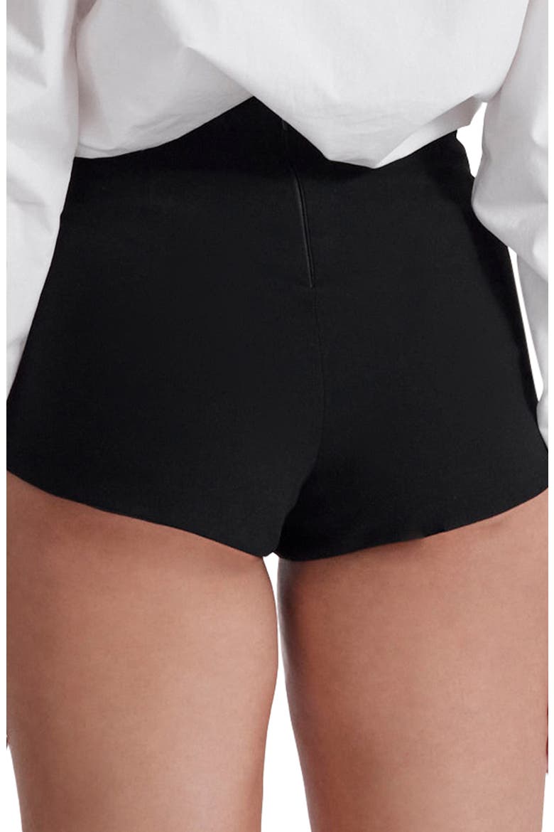 Tahni Back Zip High Waist Shorts, Alternate, color, BLACK