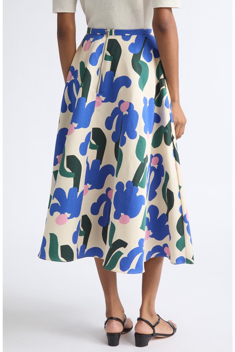 Viritt Kukkahattu Floral Cotton & Linen Skirt, Alternate, color, BLUE