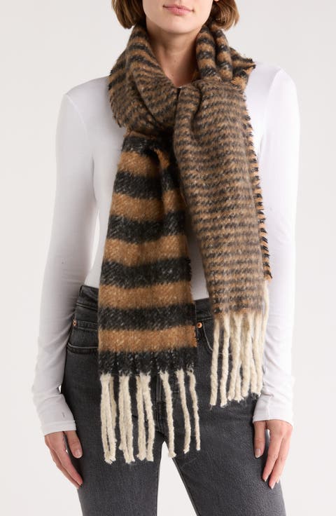 Cozy Stripe Fringe Scarf