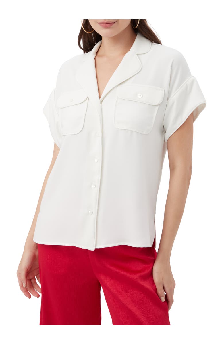 Trina Turk Gideon 2 Short Sleeve Button Up Top, Main, color, Whitewash