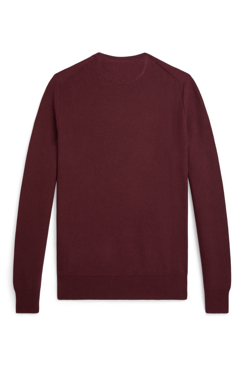 Textured Cotton Crewneck Sweater, Alternate, color, RED WINE