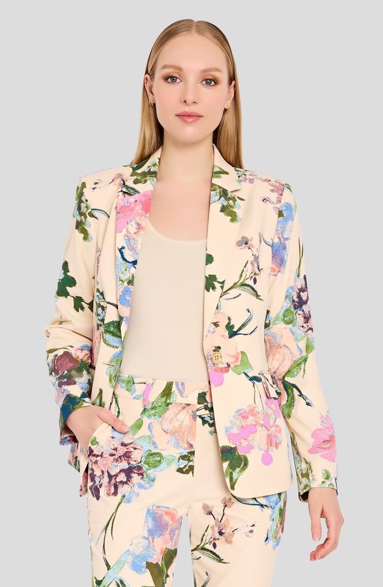 Tahari ASL Floral Blazer, Alternate, color, Sand Peach