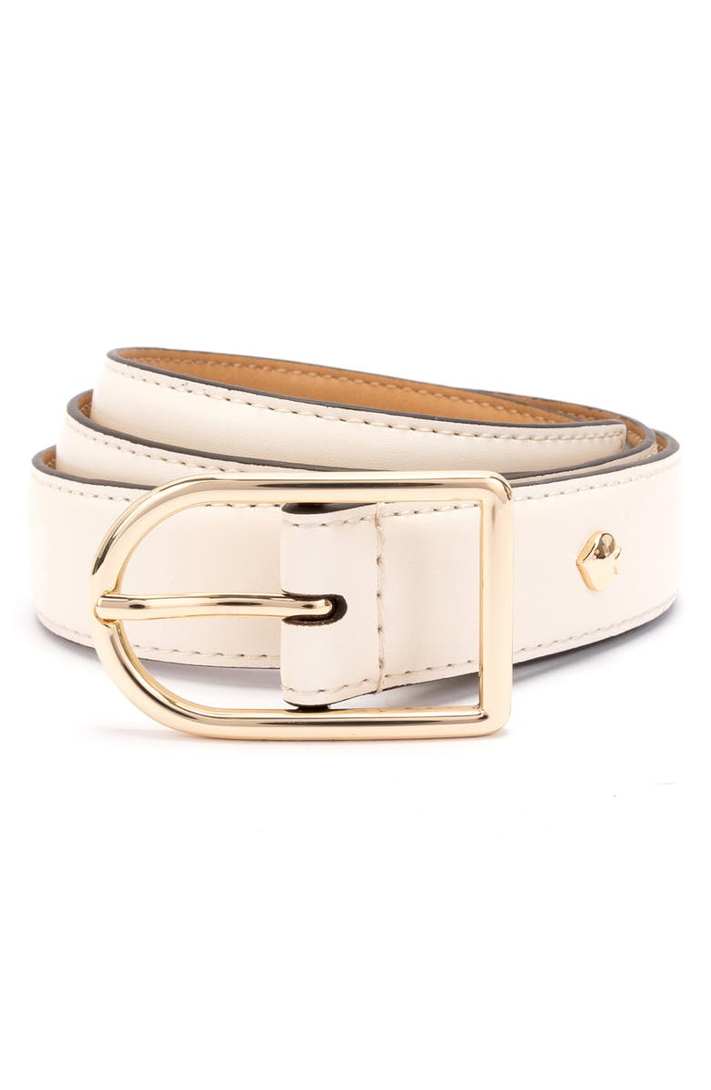 Kate Spade New York stitched feather edge belt, Alternate, color, Parchment