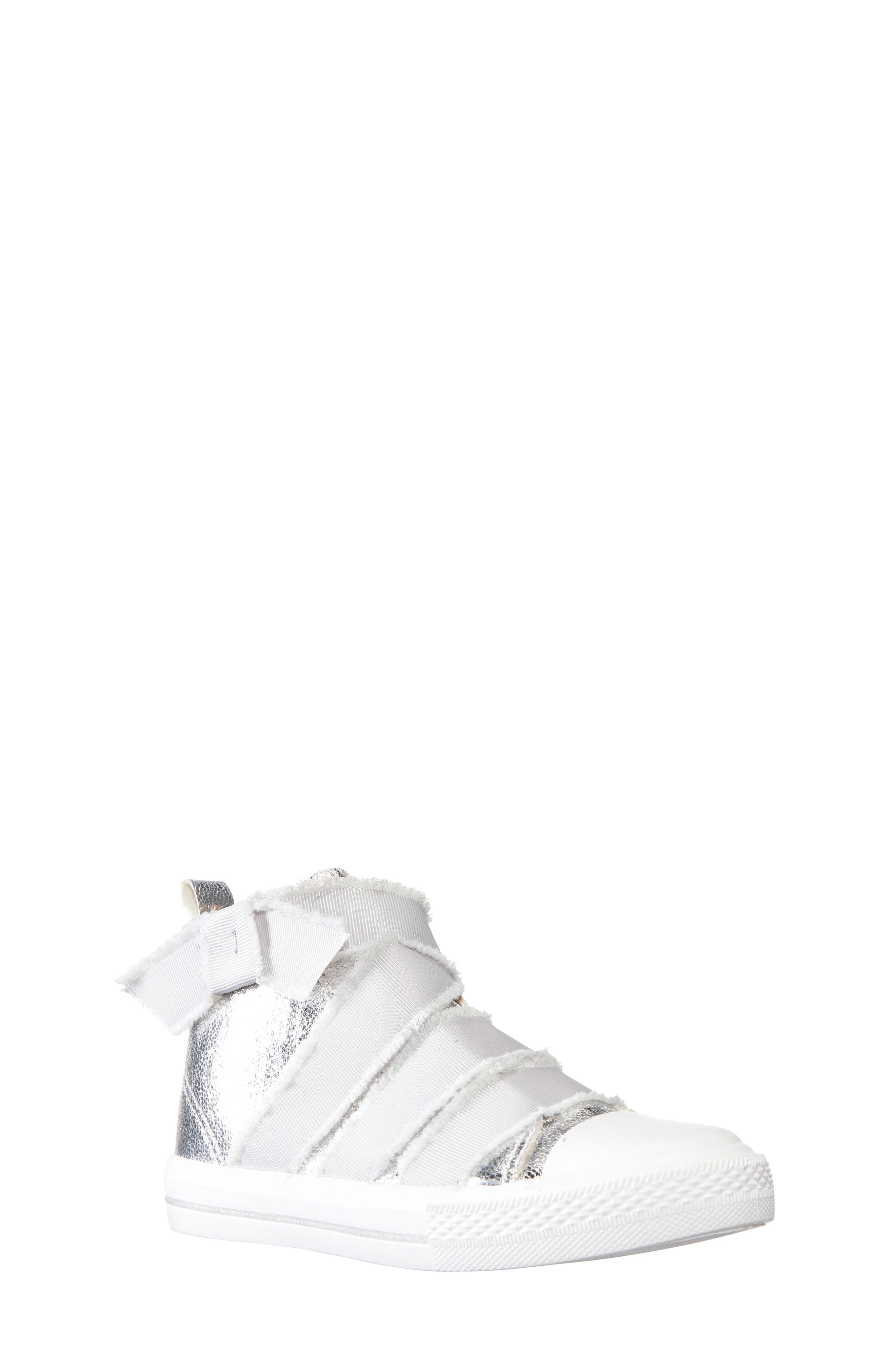 Ellen Metallic High Top Sneaker, Main, color, SILVER CRACKLED METALLIC
