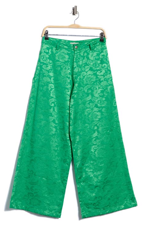 Kimchi Floral Jacquard Wide Leg Cover-Up Pants