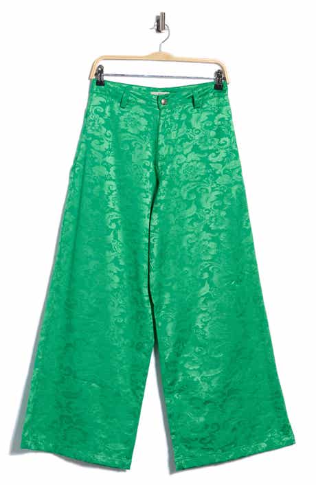 Kimchi Floral Jacquard Wide Leg Cover-Up Pants