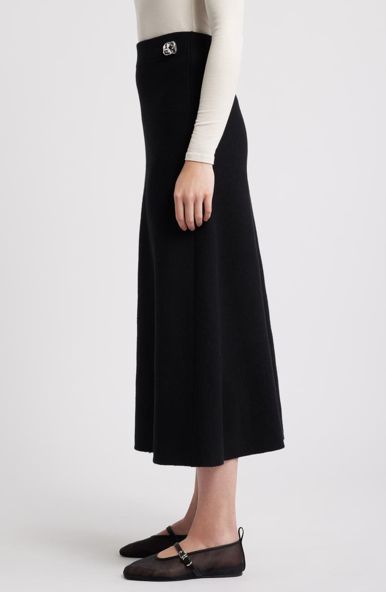 rag & bone Bridget Wool Blend Midi Skirt, Alternate, color, Black