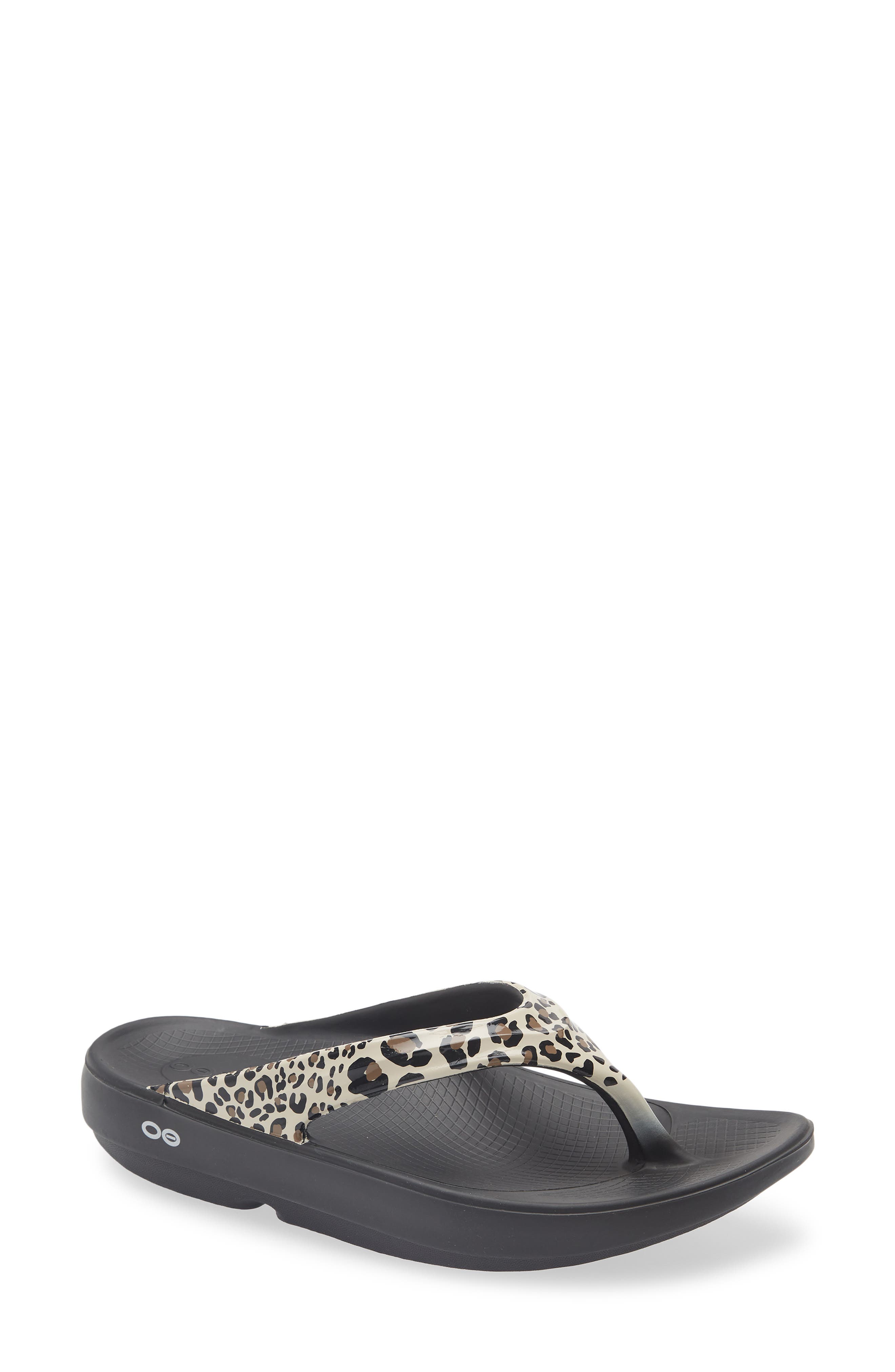 Oofos OOlala Flip Flop, Main, color, Leopard