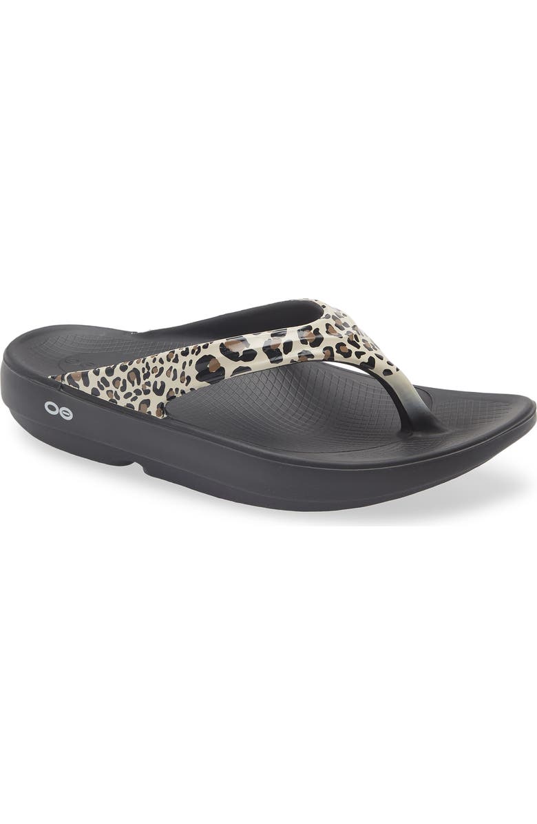 Oofos OOlala Flip Flop, Main, color, Leopard