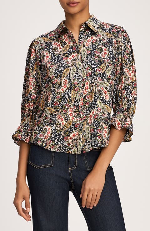 Rose Paisley Three Quarter Sleeve Shirt