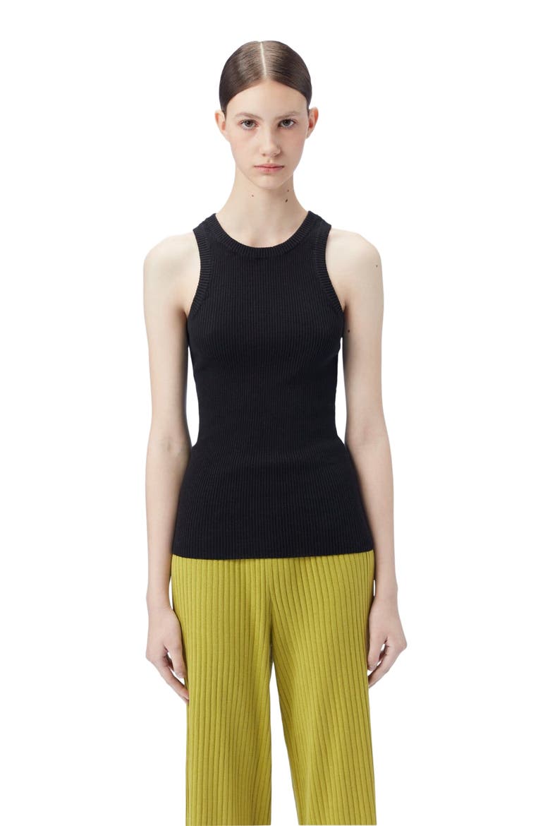 Ribbed Cotton Silk Cashmere Blend Tank Top, Alternate, color, black