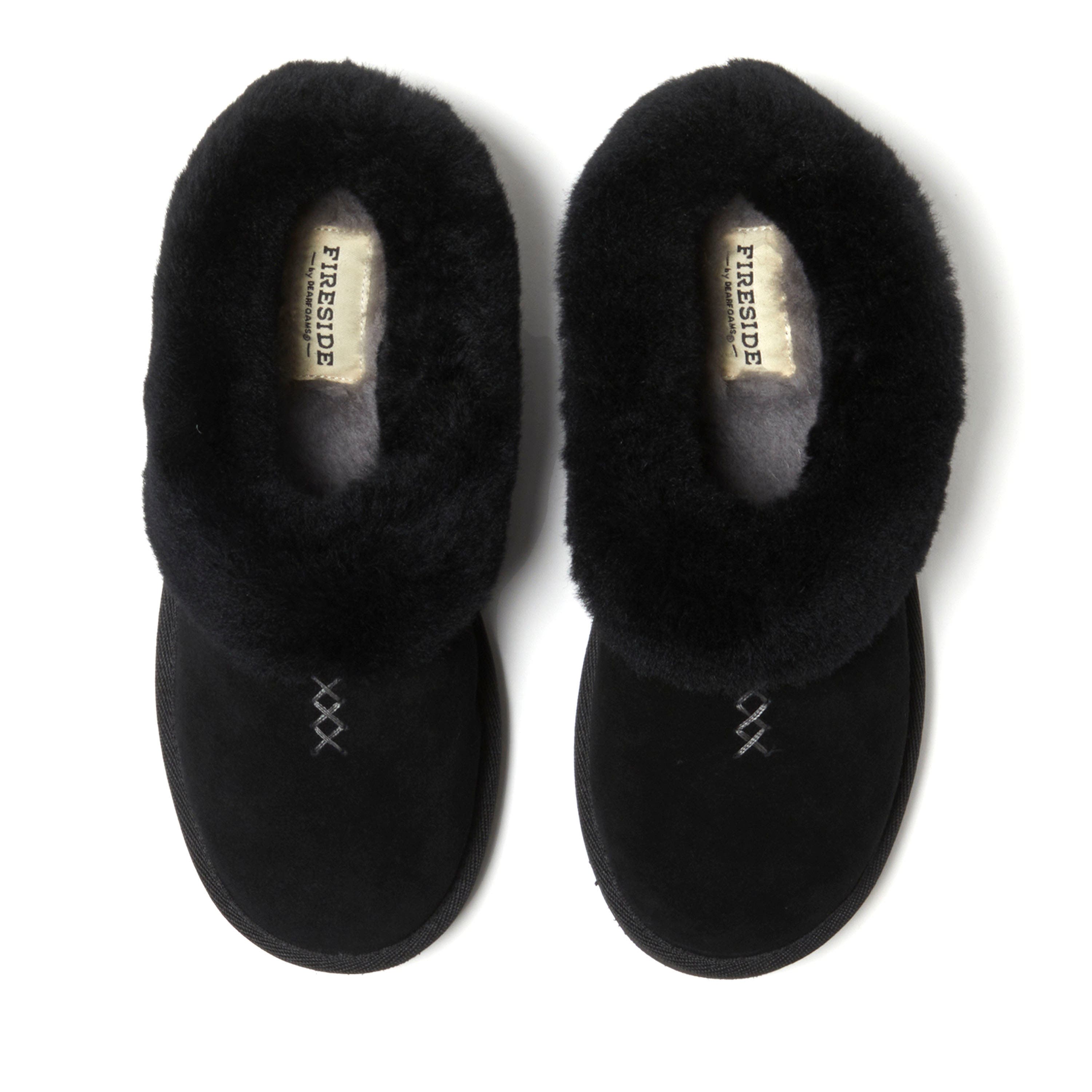 DEARFOAMS Fireside Adelaide Genuine Shearling Clog Slipper, Alternate, color, Black