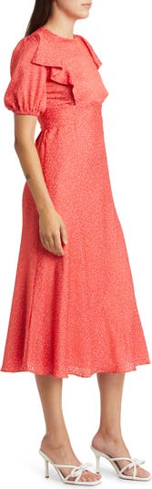 Ted Baker London Mayyia Ruffle Tie Back Puff Sleeve A-Line Dress
