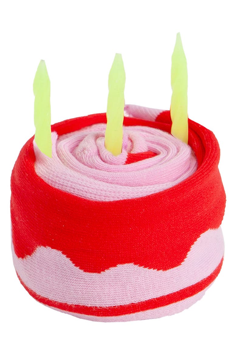 doiy Kids' Happy Birthday 3D Crew Socks, Alternate, color, Pink/ Red