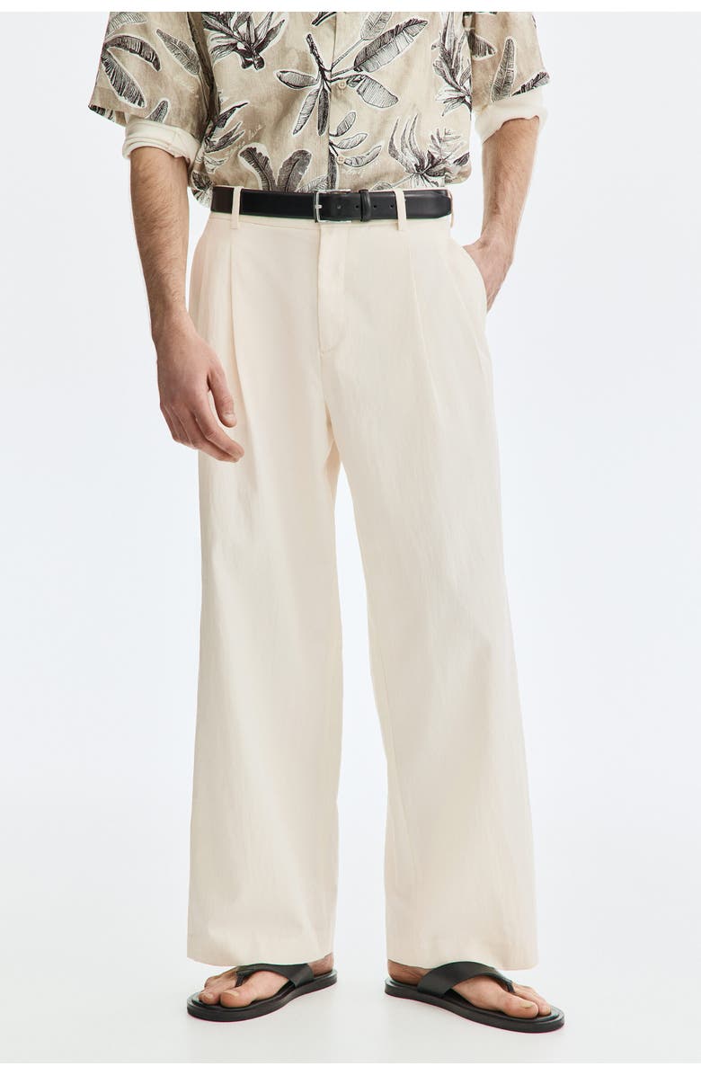 H&M Loose Fit Wide Trousers, Alternate, color, Cream