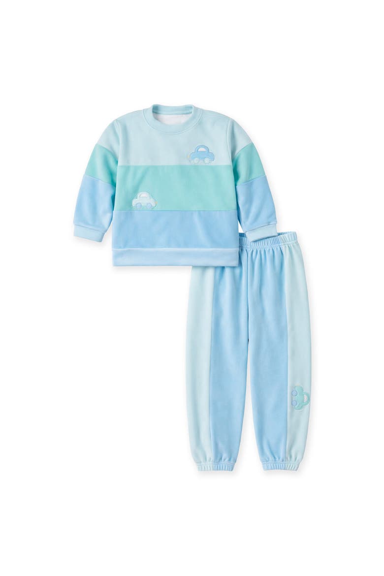 Velour Knit Set with Cars, Main, color, Blue Velour