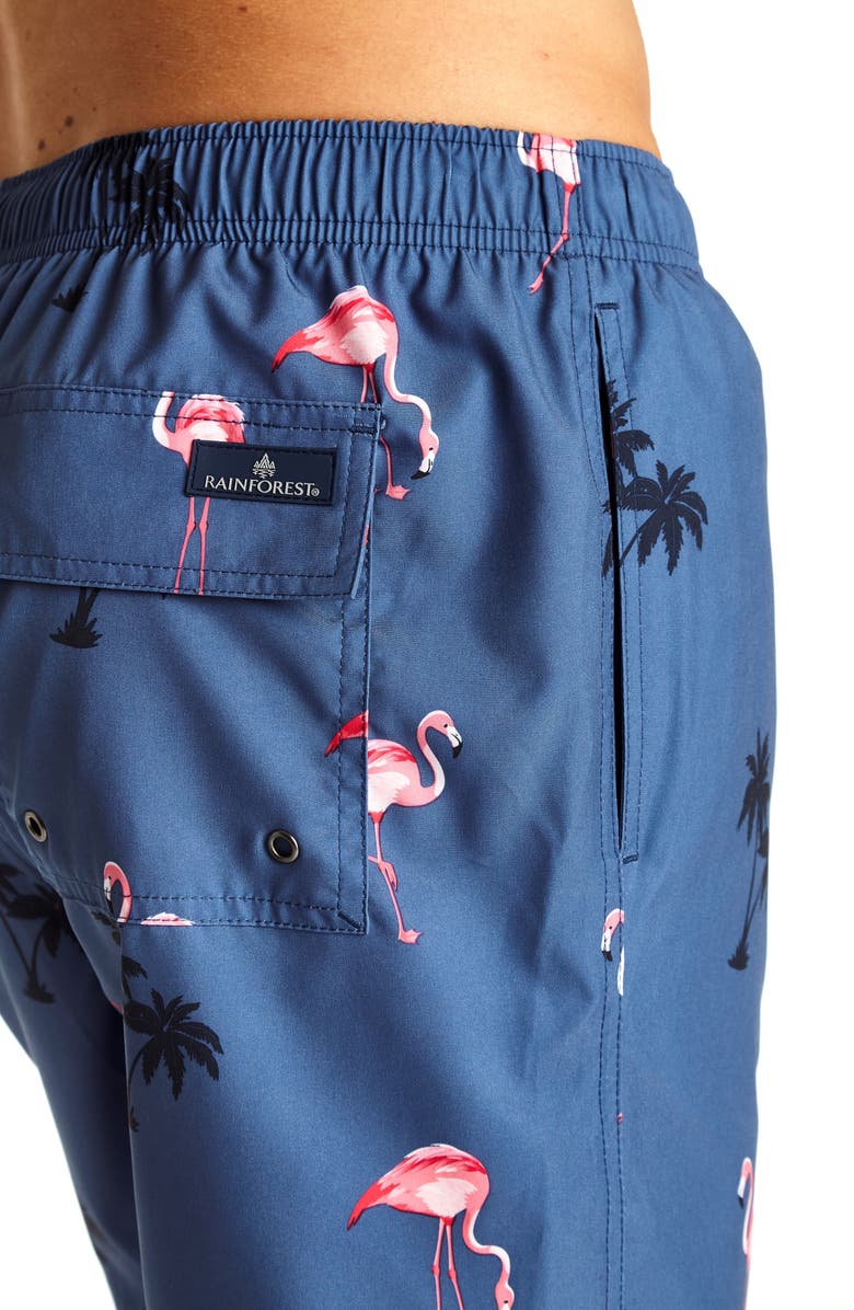 Rainforest Flamingo Blues Trunks, Alternate, color,