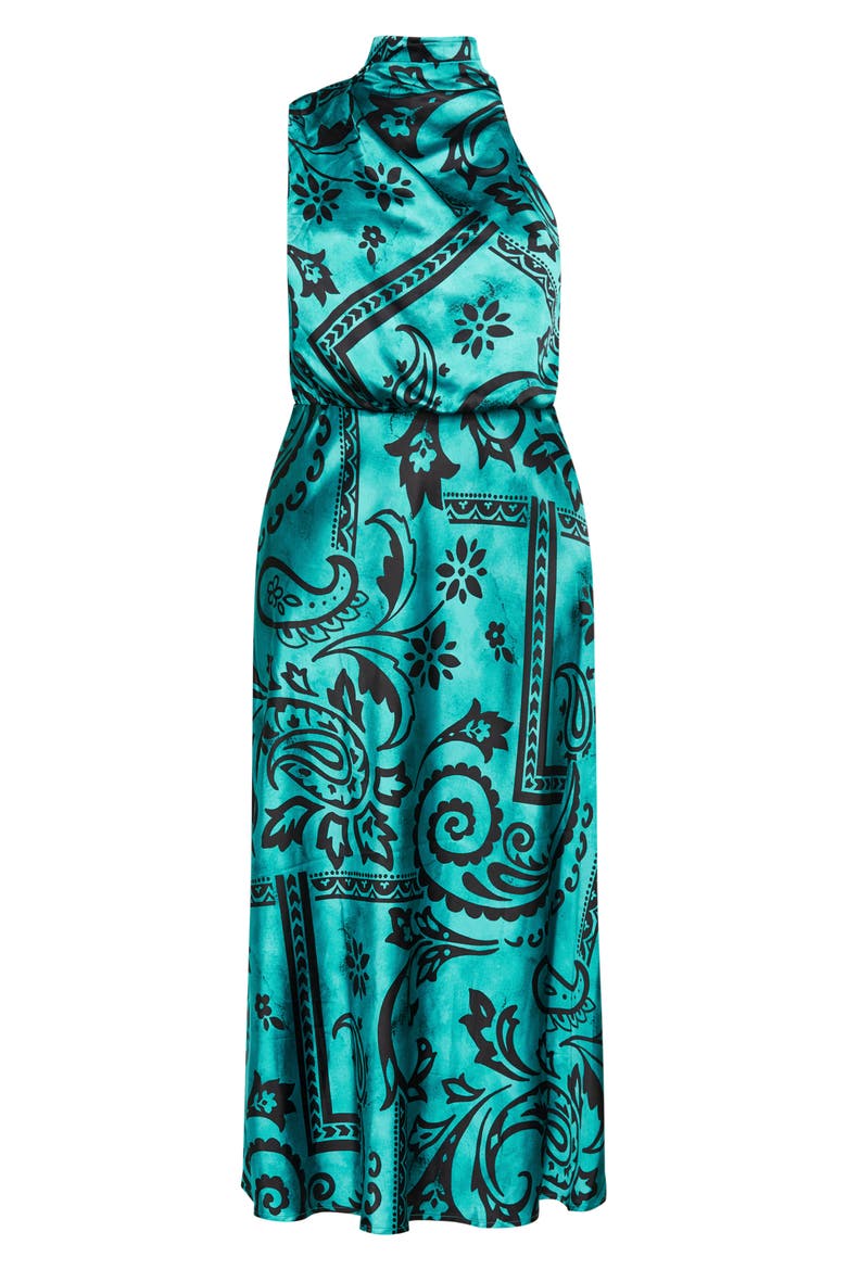 Elaine Print Sleeveless Maxi Dress, Alternate, color, TURQUOISE/ BLACK PAISLEY