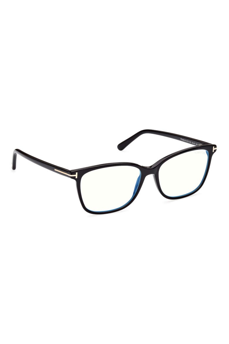 54mm Square Blue Light Blocking Glasses, Alternate, color, SHINY BLACK