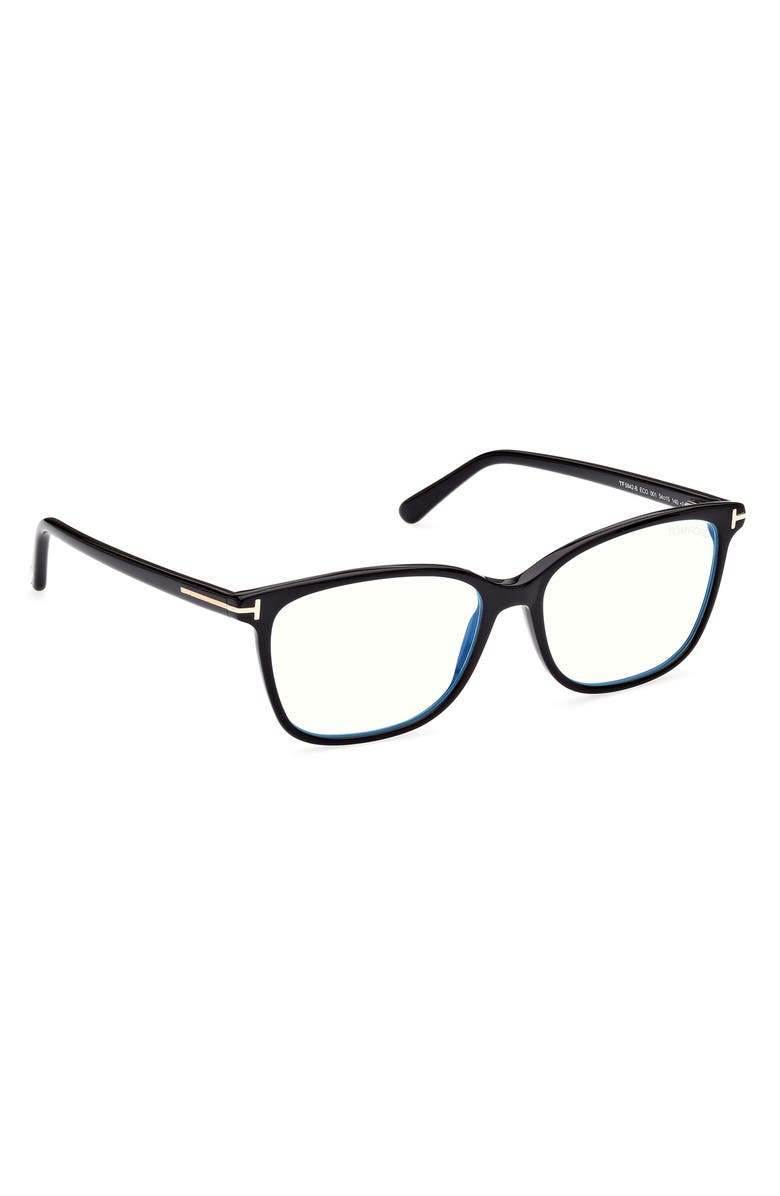 TOM FORD 54mm Square Blue Light Blocking Glasses, Alternate, color, Shiny Black