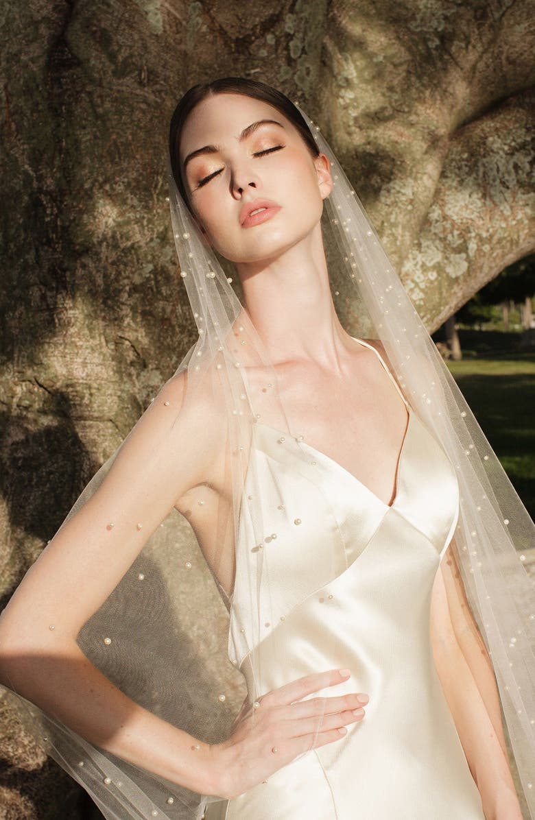 Toni Federici Abracadabra Swarovski Imitation Pearl Chapel Veil, Alternate, color,