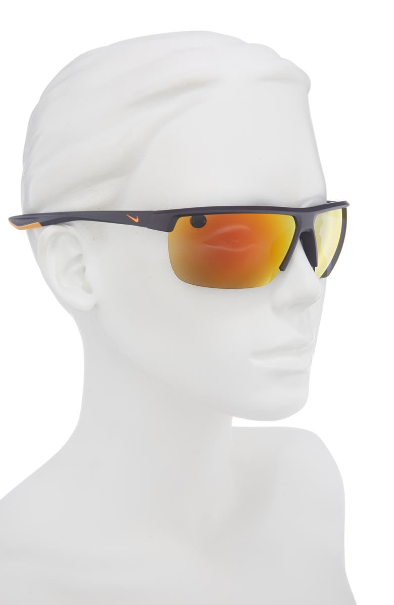Nike 71mm Nike Tempest Performance Sunglasses, Alternate, color, Matte Gridiron/Orange Mirro