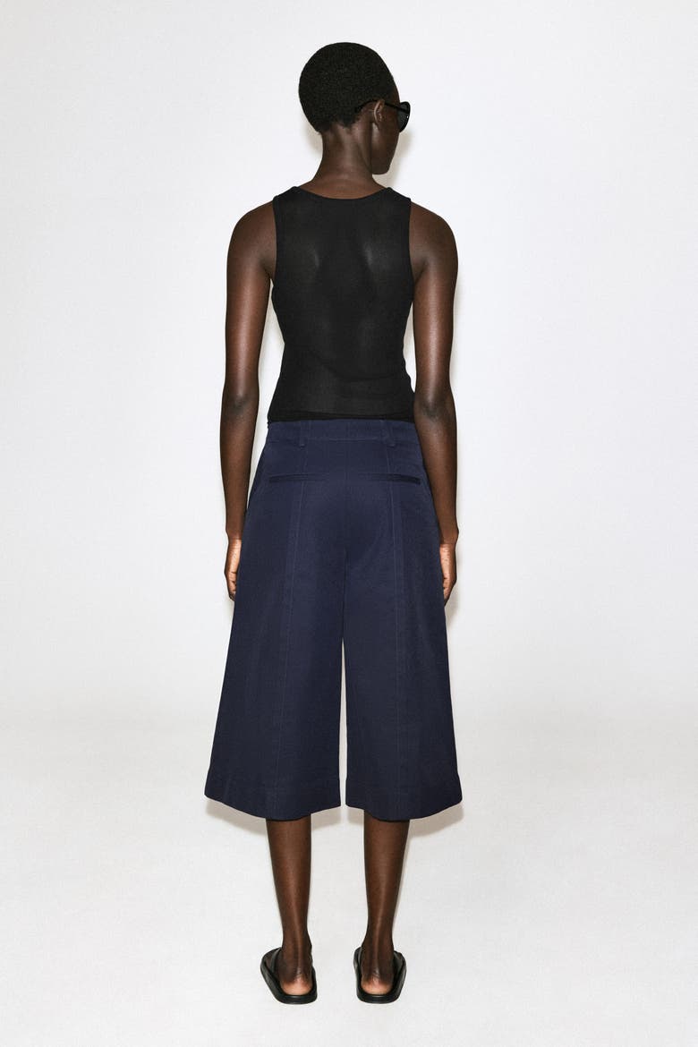 Tailored Cotton-twill Culottes, Alternate, color, NAVY