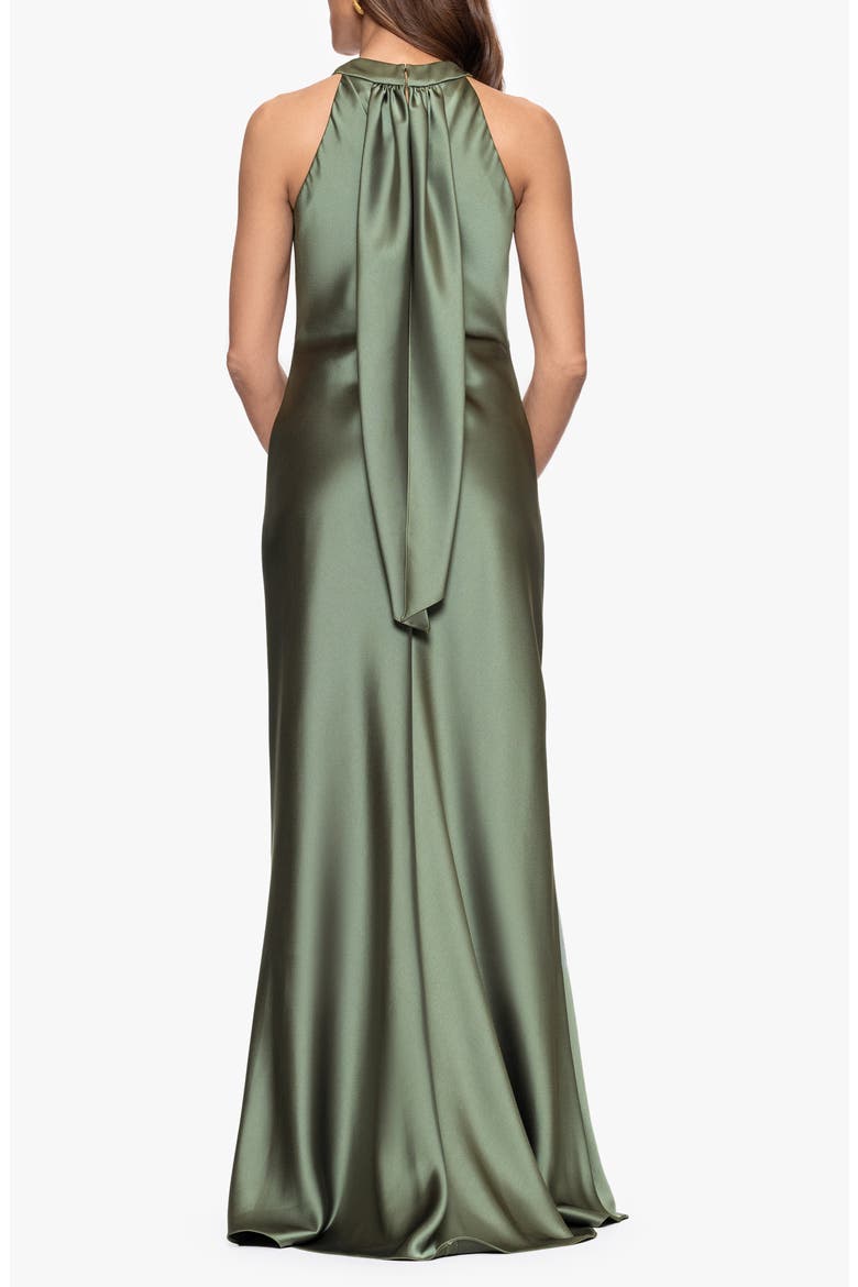 Halter Neck Satin Trumpet Gown, Alternate, color, OLIVE