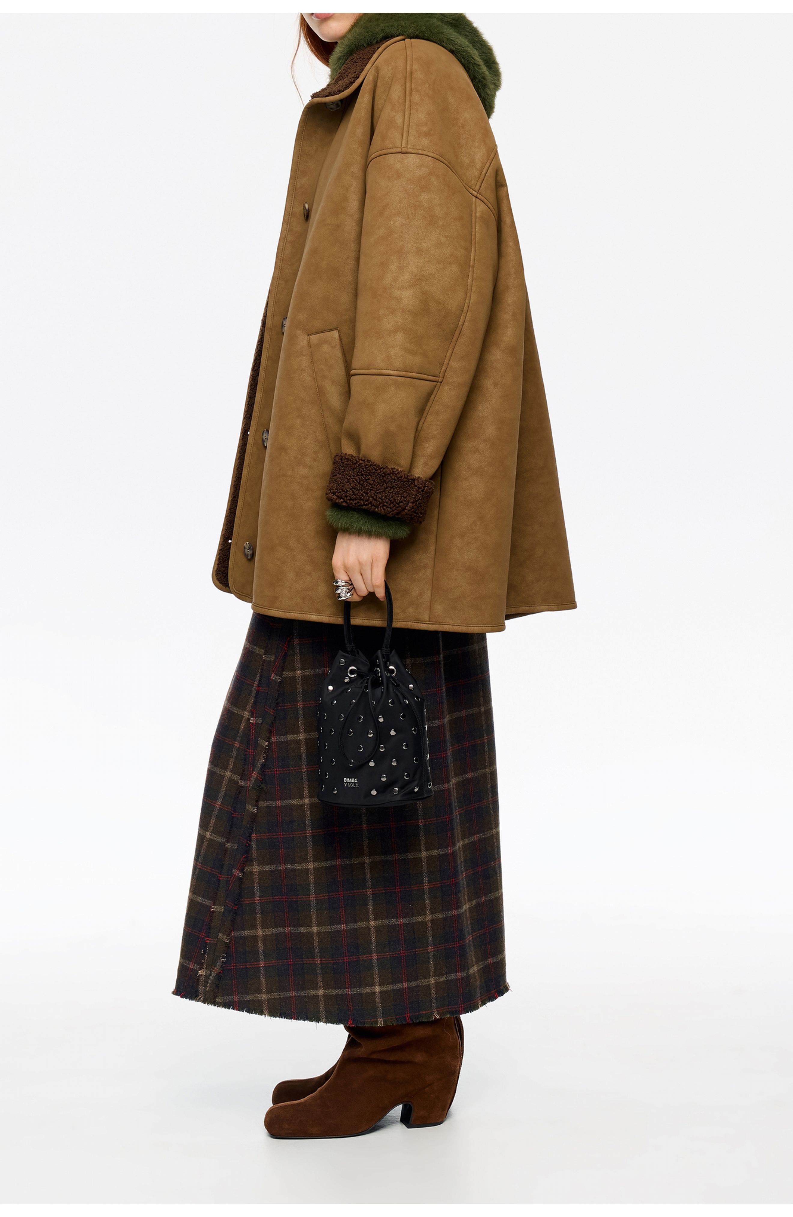 Bimba y Lola Nylon Mini bucket bag, Alternate, color, Black