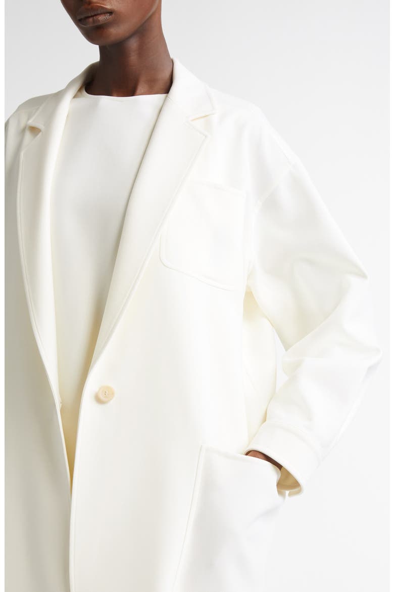 Oversize Single Breasted Stretch Wool Canvas Blazer, Alternate, color, WHITE