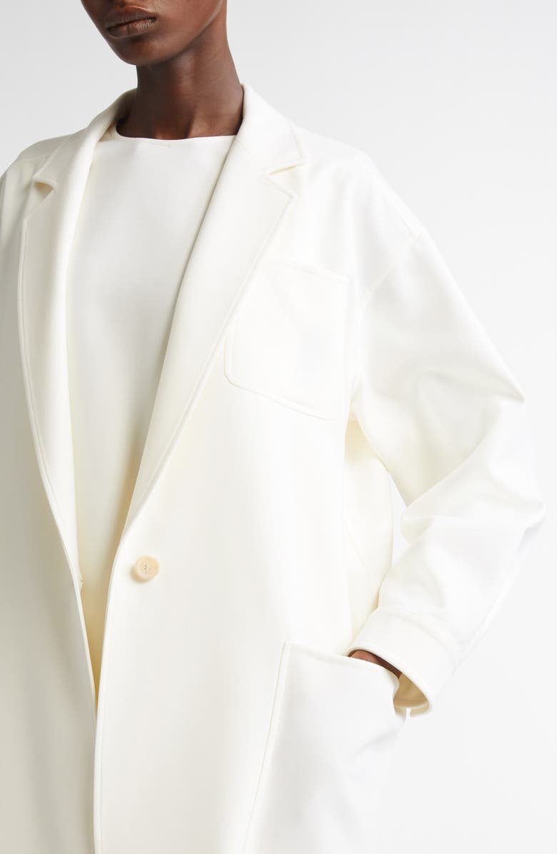 Max Mara Oversize Single Breasted Stretch Wool Canvas Blazer, Alternate, color, White