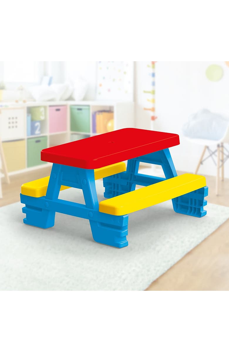 Dolu Children's Picnic Table With 4 Benches, Alternate, color, Multicolored