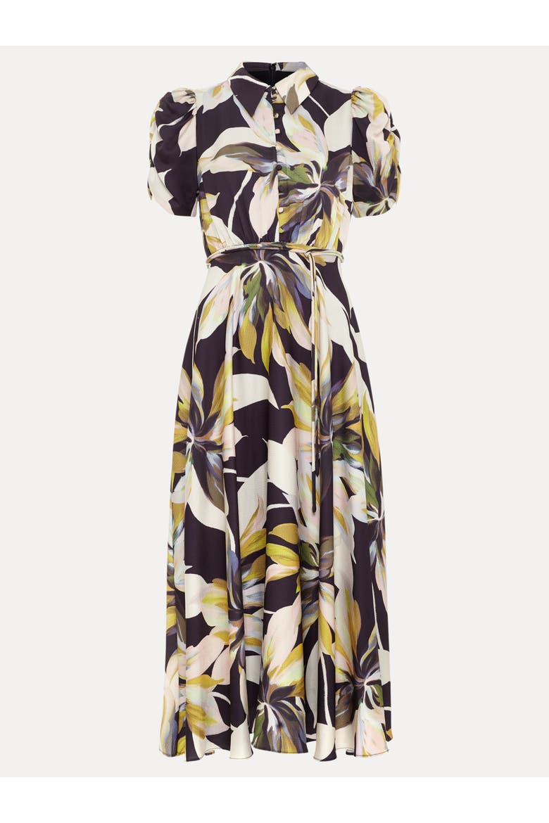 Bella Puff Sleeve Printed Shirt Dress, Alternate, color, Black Mu