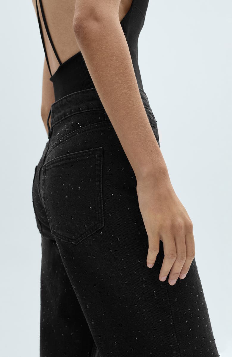MANGO Rhinestone Straight Leg Jeans, Alternate, color,