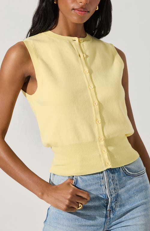 Shop Astr The Label Cotton Button-up Sweater Vest In Lemon Yellow