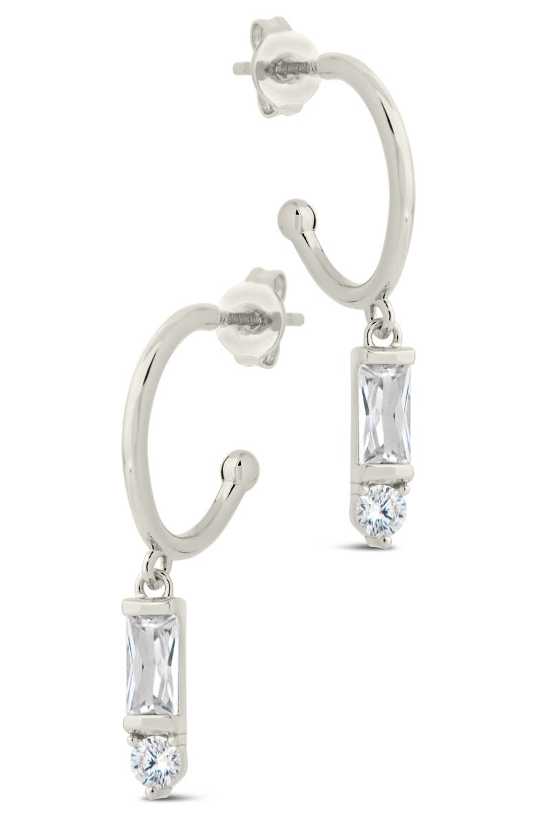 Sterling Forever Teigen CZ Drop Hoop Earrings, Alternate, color,