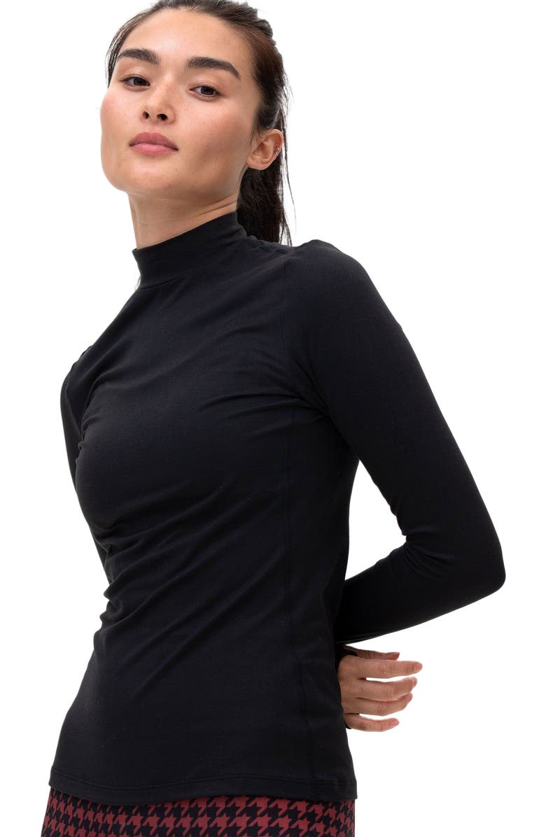 Rebody Active Cozy Mock Neck Long Sleeve Top, Alternate, color, Cozy Black