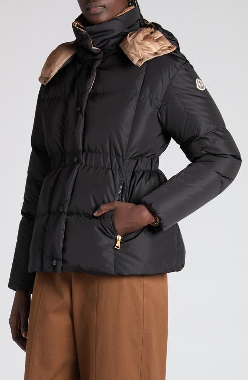 Moncler Agneux Square-quilted Hooded Short Down Jacket In Black
