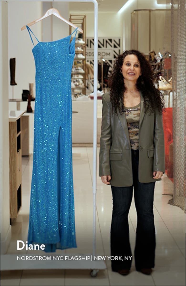 One-Shoulder Sequin Gown, sales video thumbnail