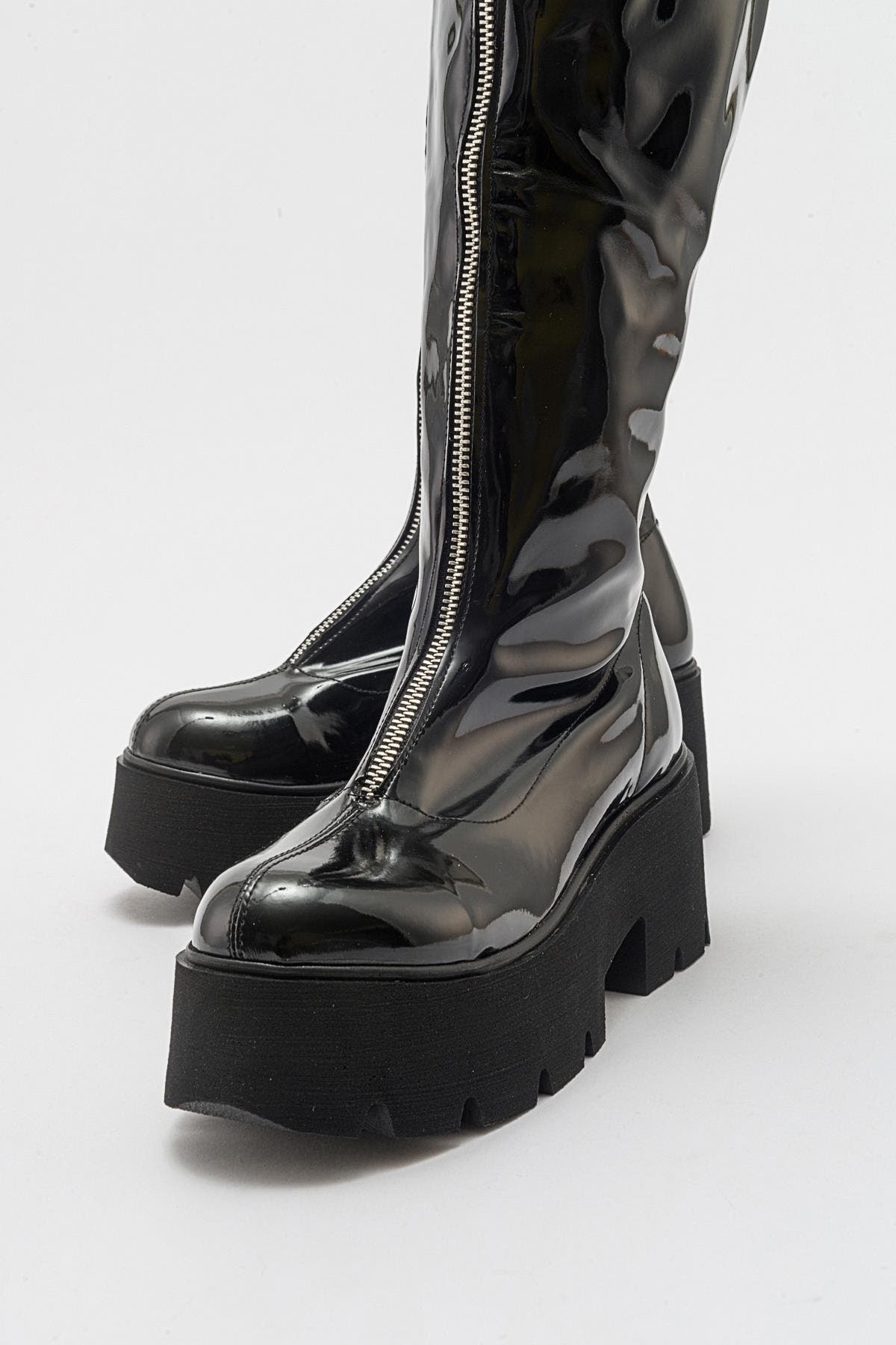 Amaronte Chunky Boot, Alternate, color, Black Patent Faux Leather