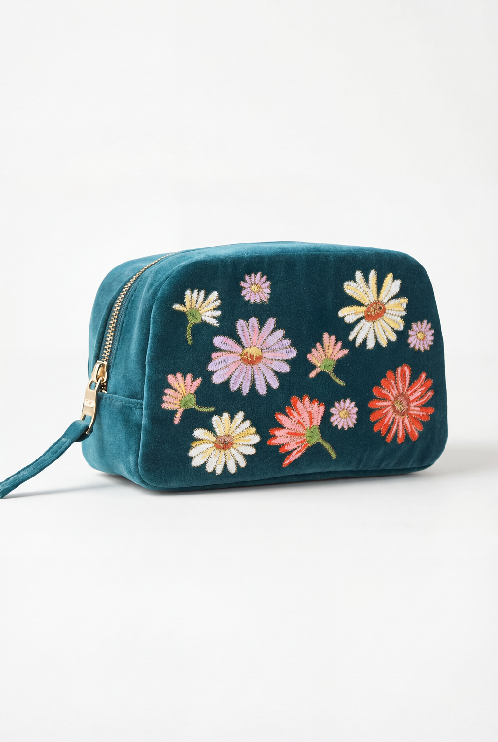 Wildflower Velvet Makeup Bag, Alternate, color, Rich Blue
