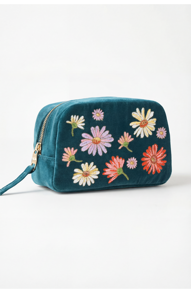 Elizabeth Scarlett Wildflower Velvet Makeup Bag, Alternate, color, Rich Blue